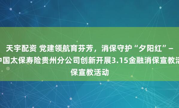天宇配资 党建领航育芬芳，消保守护“夕阳红”——中国太保寿险贵州分公司创新开展3.15金融消保宣教活动